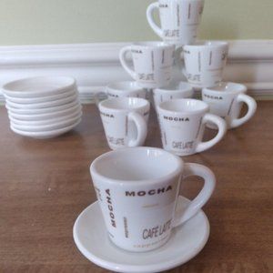 Small Miniature Espresso Coffee Cups / Shot Glasses  With Saucers